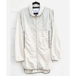 Herschel Jacket Womens Small Cream Zip Up Packable Windbreaker Raincoat Pockets